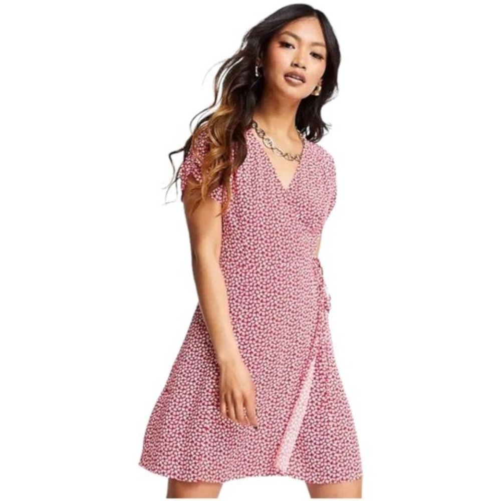 Pink Floral Wrap Dress - Women